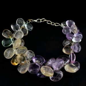 Top Grade Amethyst & White Quartz 238.00 Cts Beaded Beautiful Bracelet